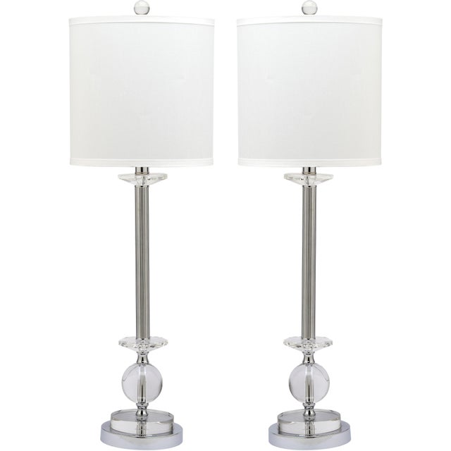31 Inch H Crystal Candlestick Table Lamp in Clear - a Pair For Sale - Image 9 of 9