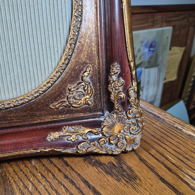 1990s VTG Ornate Gold Gilt Picture Frame 8x10 Oval Opening Victorian Revival Style Total Size 12x14" For Sale - Image 15 of 17