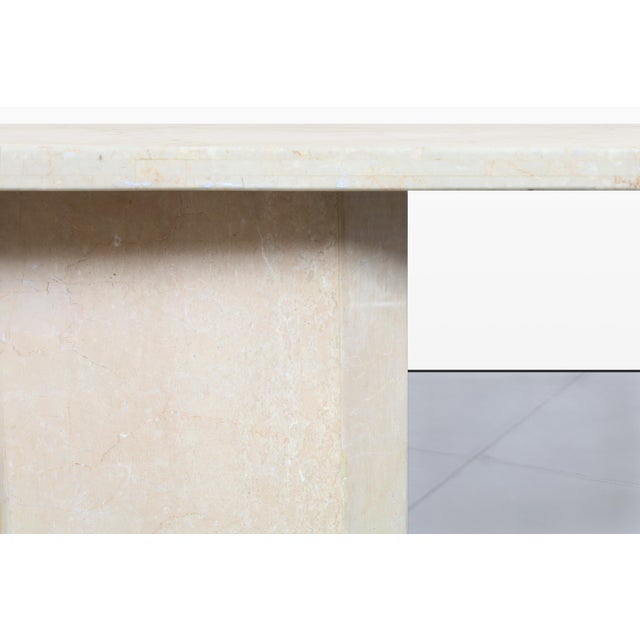 Beige Vintage Italian Modern Botticino Marble Dining Table, 1970s For Sale - Image 8 of 12