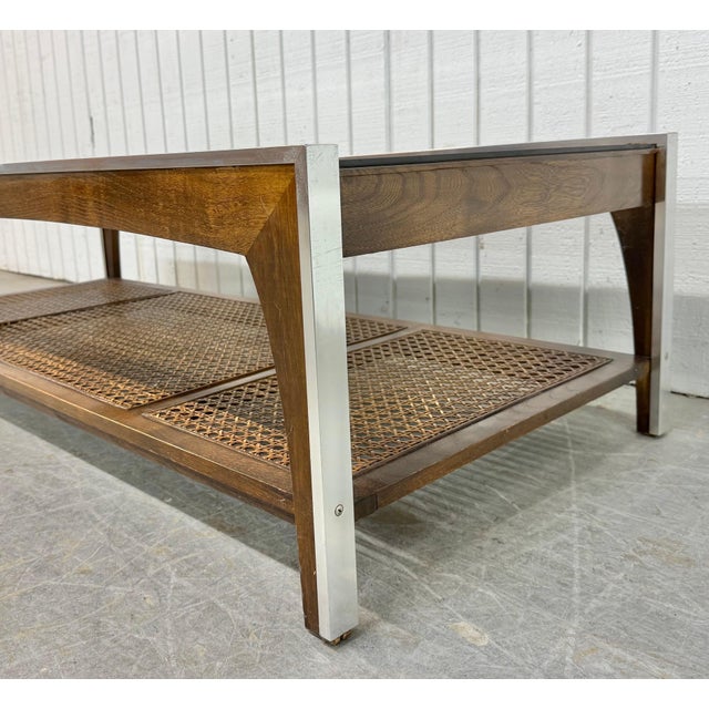 Wood Mid-Century Modern Smoked Glass Coffee Table For Sale - Image 7 of 7