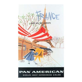 Matted and Framed Vintage France Travel Poster For Sale