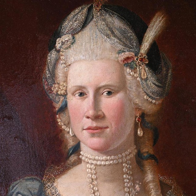 18th Century After V. Lukitsch Borowikowski, Oval Baroque Portrait of Young Noblewoman, 18th Century, Oil Painting For Sale - Image 5 of 7
