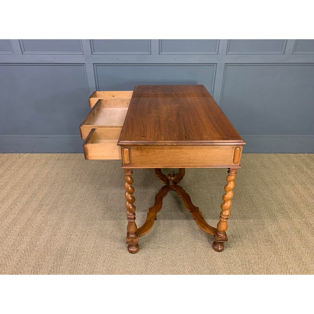 Walnut Barley Twist 3 Drawer Side Table, 1900s For Sale - Image 11 of 16