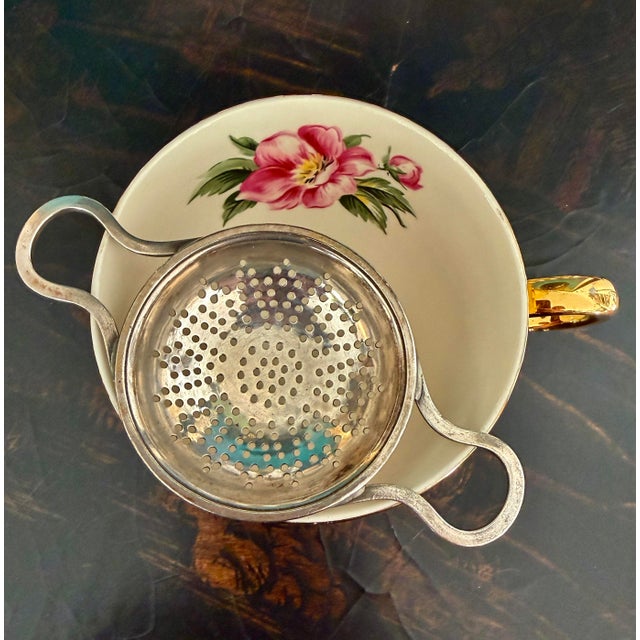1940s Vintage 1940’s Sterling Silver Over-the-Cup Tea Strainer For Sale - Image 5 of 9
