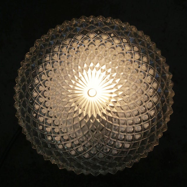 1960s Mid-Century Round Clear Glass Sconces Flush Mount For Sale - Image 5 of 6