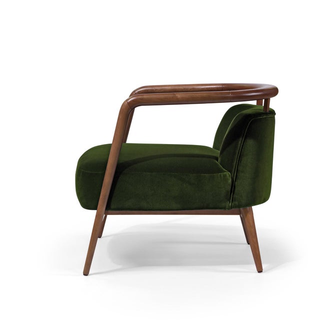 Essex Green Velvet Armchair by Javier Gomez For Sale - Image 3 of 7