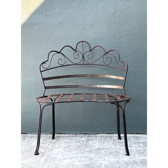 Vintage Wrought Iron Scroll Bench For Sale - Image 12 of 12