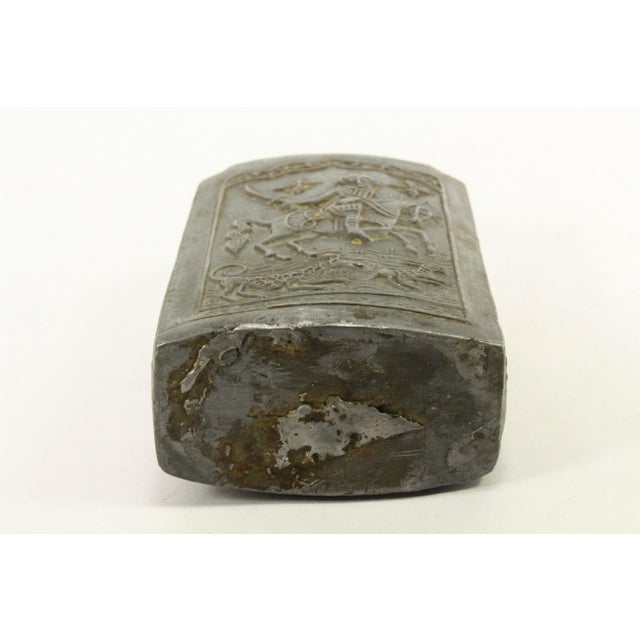 18th C. Ottoman Empire Armenian Pilgrim Pewter Flask With Horsman Hunter, Dog & Deer For Sale - Image 17 of 18