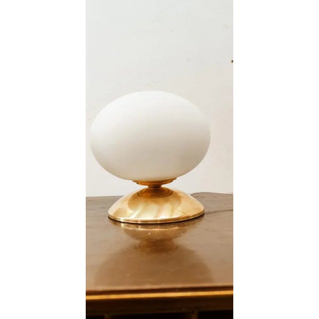 Metal Oval Brass & Glass Lamp For Sale - Image 7 of 12