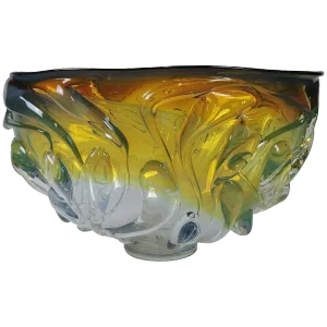Will Dexter Signed Monumental Art Glass Drip Bowl