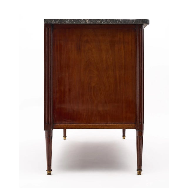 Wood Louis XVI Mahogany Chest, Antique French, Gray Marble, Circa 1820 For Sale - Image 7 of 10