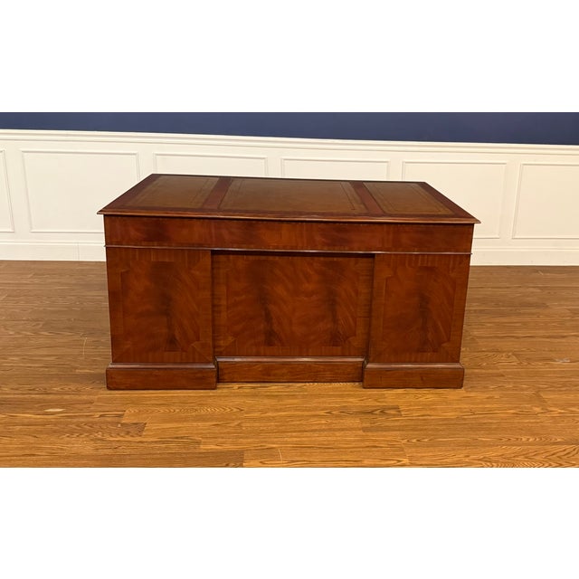 2020s Traditional 60” Mahogany Executive Desk by Leighton Hall - Showroom Sample For Sale - Image 5 of 9