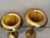 beautiful, highly collectible staggered pair of art glass trumpet vases from the Alan Lee Collection. These striking mid-...