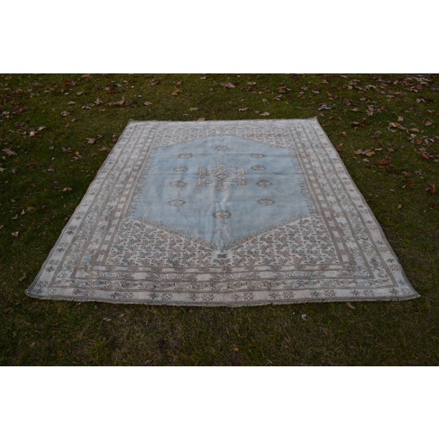 Turkish Soft Color Oushak Rug 6'11'' X 8'8'' For Sale - Image 13 of 13