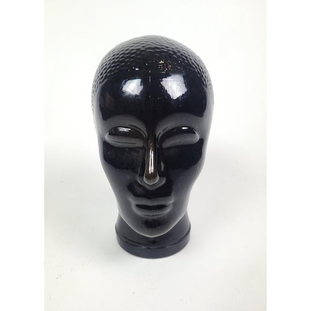 Vintage Black Glass Head by Piero Fornasetti, 1970 For Sale - Image 9 of 16