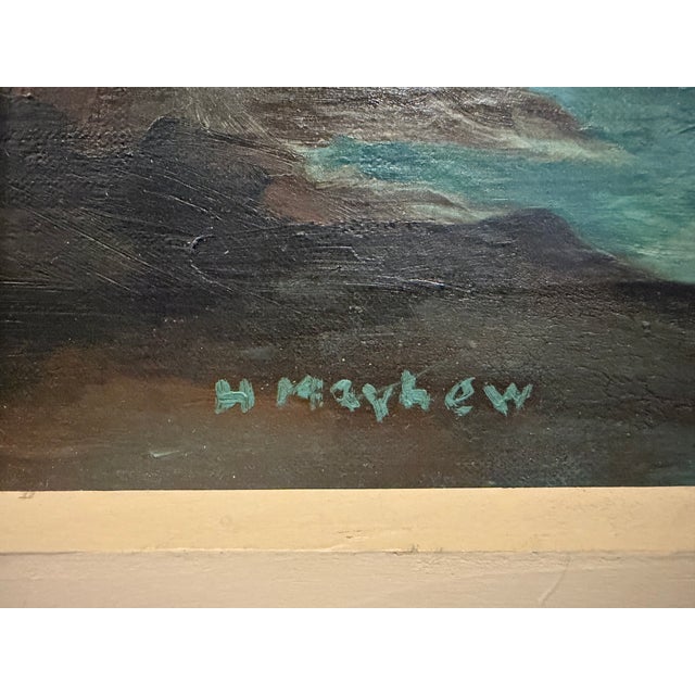 Mid-Century Ocean Oil Painting Harry Mayhew 49x42 For Sale - Image 9 of 9