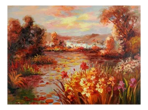 Late 20th Century Secluded Lakeside Villa Painting