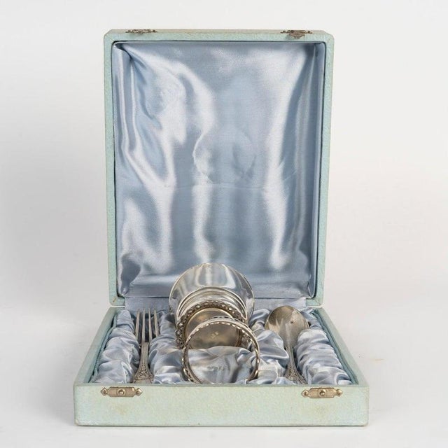 Christening set, silver-plated metal, early 20th century. Early 20th-century christening set, napoleon iii style, glass,...