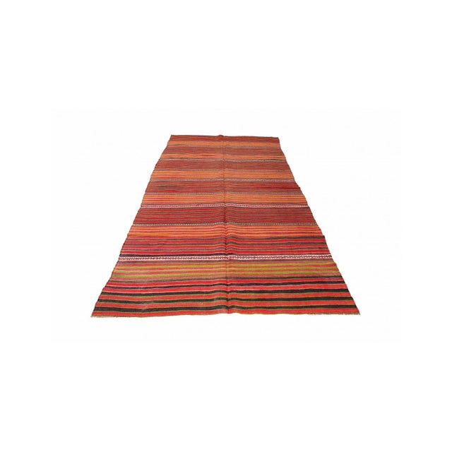 Mid-Century Modern Vintage Striped Kilim Rug - 5`0" X 11`2" For Sale - Image 3 of 6