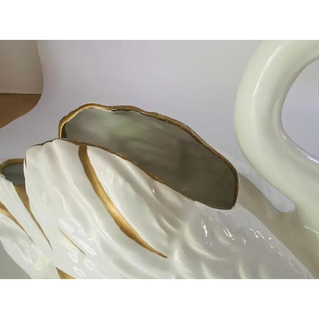 Gold Vide Poche Swan Sculpture Shaped in Porcelain, Italy, 1970s For Sale - Image 8 of 12