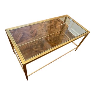 Lee Jofa's Orly Rectangular Cocktail Table With Heavy Glass Top and Finish on a Metal Frame For Sale