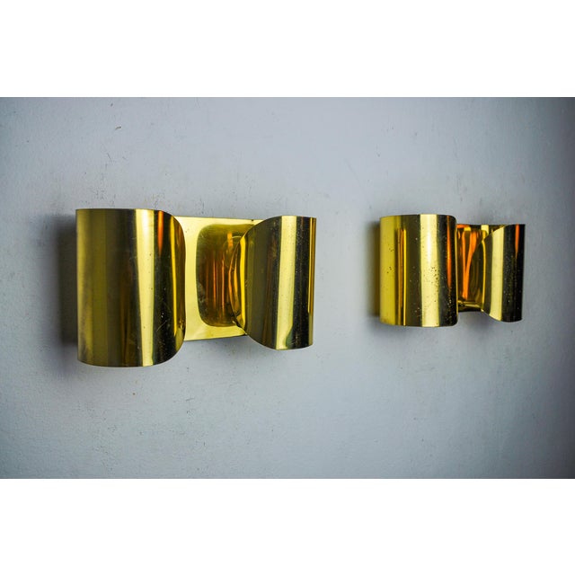Gold Italian Brass Wall Lights from Foglios, 1970, Set of 2 For Sale - Image 8 of 8