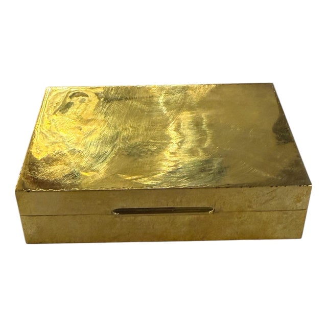 Mid-Century Italian Hammered Brass Box With Sliding Lid For Sale