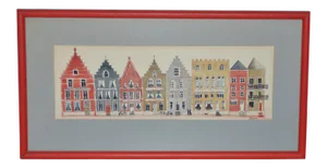 Vintage Bruges Row Houses Original Watercolor C.1980s