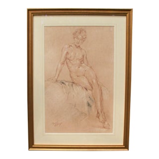 The Model, Original Colored Chalk Drawing For Sale