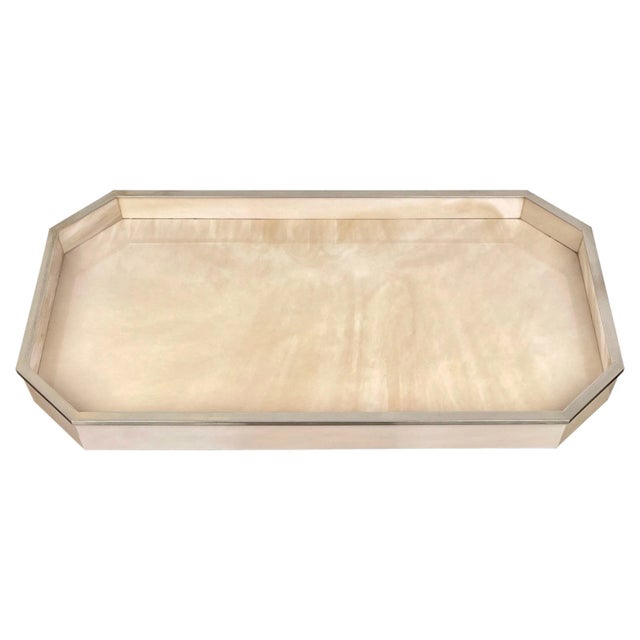 Marble Effect Acrylic & Chrome Tray Centerpiece, Italy, 1970s For Sale - Image 17 of 17