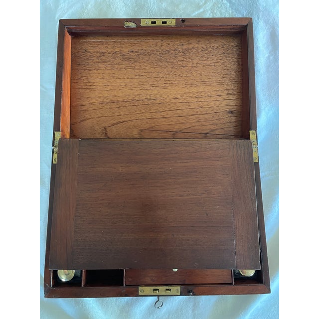 Mid 20th Century Early 19th Century English Mahogany & Brass-Inlaid Writing Slope/Lap Desk For Sale - Image 5 of 18