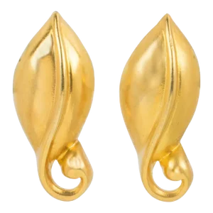 Ted Lapidus Paris Gilt Metal Volute Pair of Clip Earrings