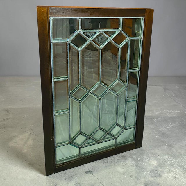 Wood Framed Beveled Tudor Diamond Shaped Paned Wall Mirrors - A Pair For Sale - Image 9 of 10