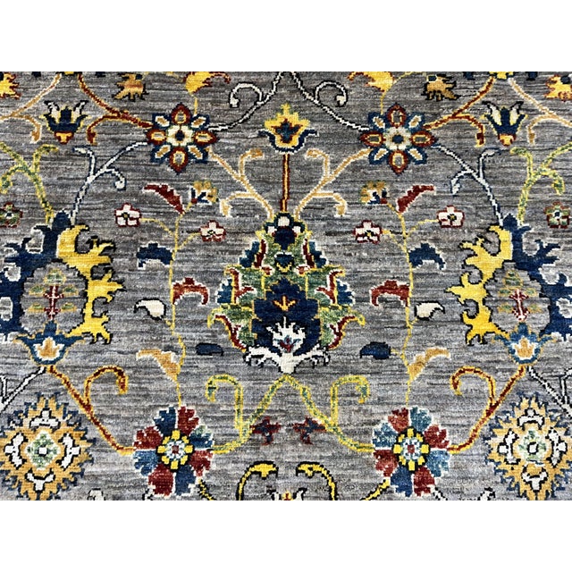Textile Gray Sultani Wool Rug With Persian Floral Design, 5'9" X 7'8" For Sale - Image 7 of 13