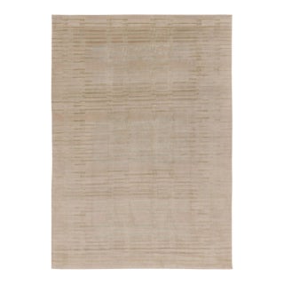 Rug & Kilim's Plush Textural Rug in Mohair With Beige Geometric Designs For Sale
