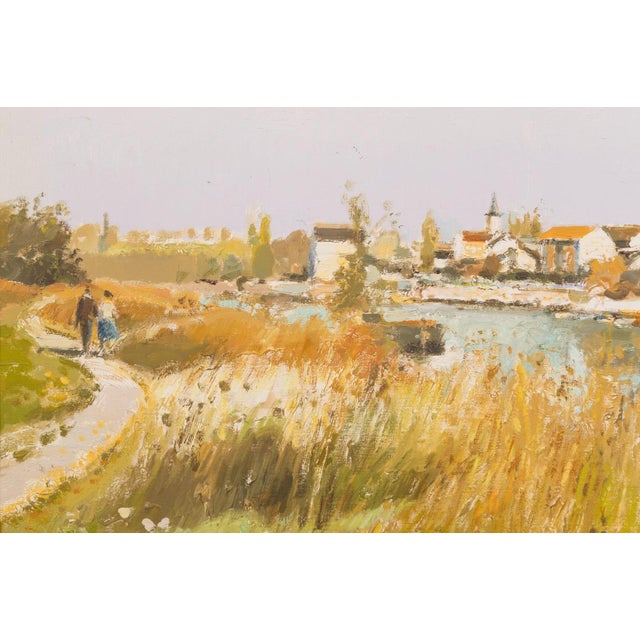 Post Impressionist Gerard Passet - La Seine a Travers Les Hautes Herbes Signed Oil Painting For Sale - Image 3 of 8
