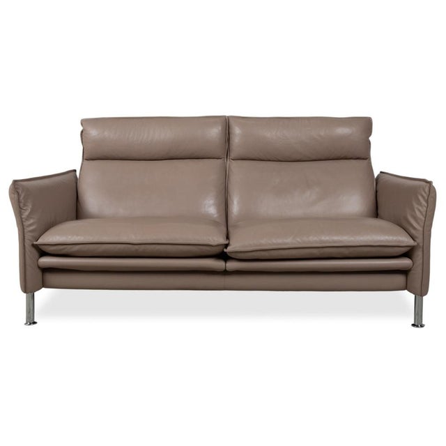 Brown Taupe Porto Leather Armchairs and Ottoman with Manual Function from Erpo, Set of 4 For Sale - Image 6 of 18