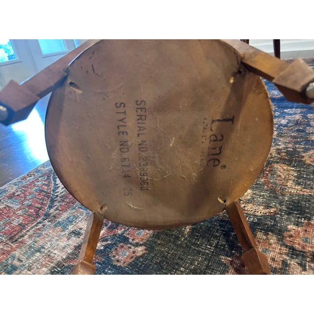 Brown Vintage Lane Furniture Round Burl Wood Two-Tier Side Table With Candle Slide — Mid Century For Sale - Image 8 of 8