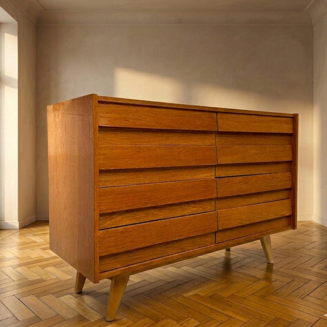 Wood Mid-Century U-453 Chest of Drawers from Jiří Jiroutek, Czechoslovakia, 1960s For Sale - Image 7 of 7