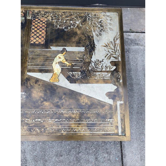 Philip and Kelvin LaVerne Mid 20th Century Philip and Kelvin LaVerne Chin Ying Bronze Coffee Table With Reverse Ordered and Misspelled Signature For Sale - Image 4 of 11