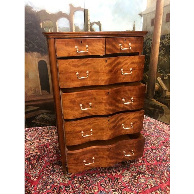 Antique Serpentine Dresser, Antique Tall Chest of Drawers For Sale - Image 6 of 13