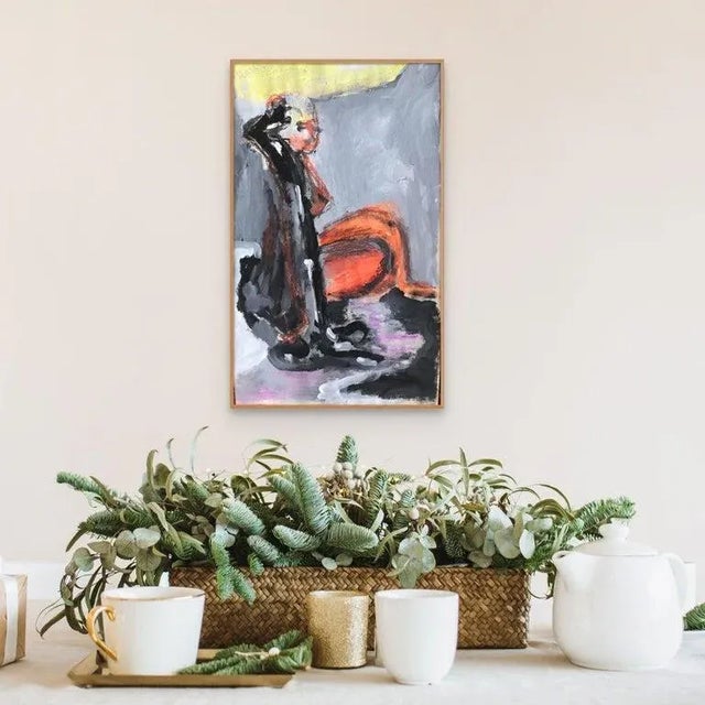 Paper Gloria Dudfield Mixed Media "Figurative in Purple" For Sale - Image 7 of 7