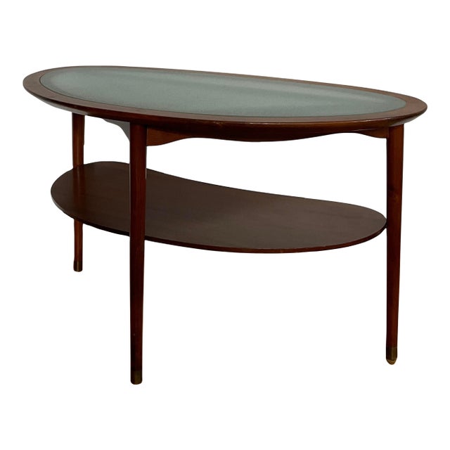 1950s Attributed to Anton Kildeberg Organic Kidney Shaped Mahogany Coffee Table For Sale