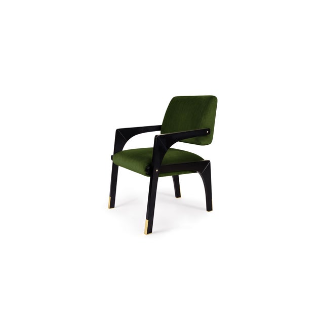 Contemporary Arches Dining Chairs in Green Cotton Velvet from InsidherLand, Set of 12 For Sale - Image 3 of 6
