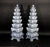 Monumental Flora: Pair of Vintage Blue & White Tulip Vase Pyramids For Sale - Image 4 of 12