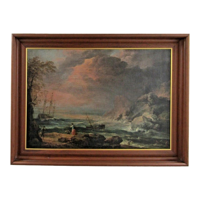 Original Claude Vernet 1773 a Shipwreck in Stormy Seas Oil on Canvas With Coa For Sale
