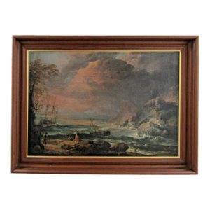 Original Claude Vernet 1773 a Shipwreck in Stormy Seas Oil on Canvas With Coa