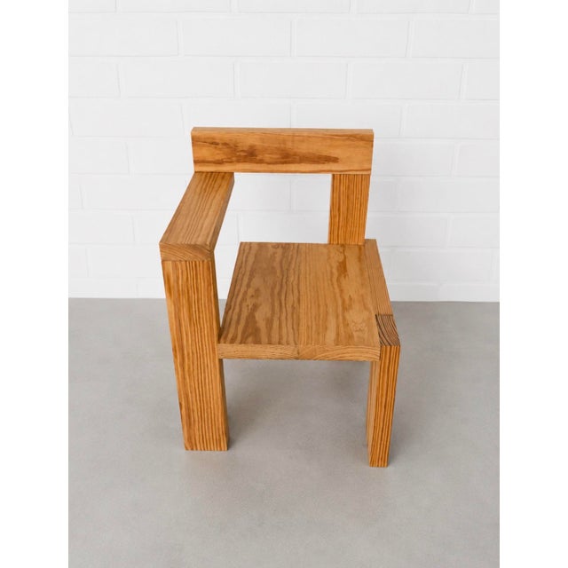 1990s Brutalist Style Pine Chair by Gerrit Thomas Rietveld, 1995 For Sale - Image 5 of 7