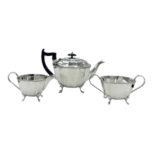 Vintage Sheffield Silverplate Tea Set Tea Pot, Creamer, Sugar Bowl Set- 3 Pieces