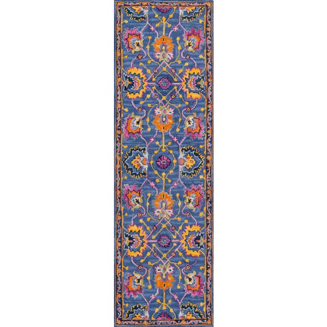 Textile Ibiza Blue Hand Tufted Area Rug 2'3" X 7'10" Runner For Sale - Image 7 of 7